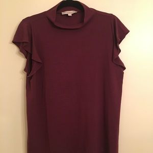 Loft Burgundy short sleeve turtleneck .